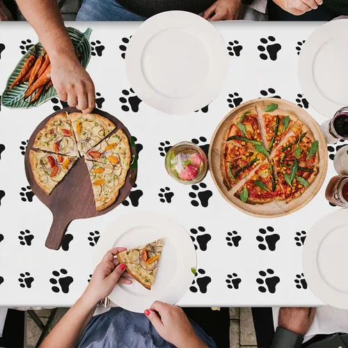 Vista 6 de ZAKVOOR Paquete de 4 manteles rectangulares de plástico con estampado de la Patrulla Canina de Cachorros, para suministros de fiesta temática