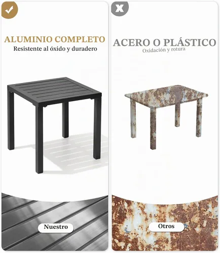 Vista 4 de Crestlive Products Mesa auxiliar de aluminio para exteriores, mesa lateral para silla de piscina, mesa de café pequeña y resistente a la intemperie