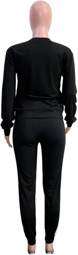 Vista 4 de Angsuttc Conjunto deportivo de 2 piezas con estampado de letras para mujer, sudadera de manga larga y pantalones