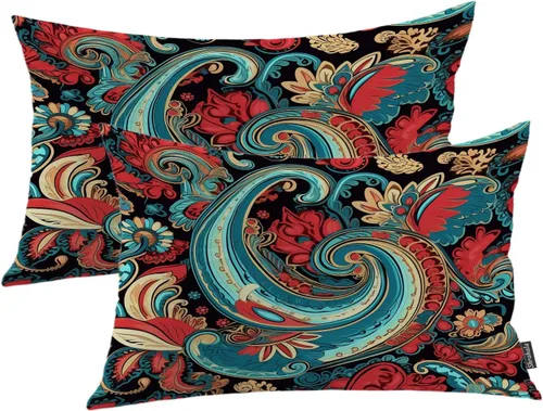 Vista 61 de Shrahala Juego de 2 fundas de almohada de mandala de color beige para exteriores, cuadradas, mandala, para interiores, de lino resistente al agua
