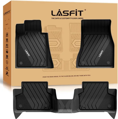 Vista 57 de LASFIT - Tapetes de suelo y maletero de auto, ajuste personalizado, de TPE, para todo tipo de clima, impermeable, juego completo, negros