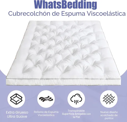 Vista 4 de WhatsBedding Cubrecolchón de espuma viscoelástica de 4 pulgadas tamaño individual para aliviar el dolor de espalda, relleno de espuma viscoelástica