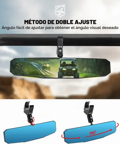 Vista 6 de Xprite Espejo retrovisor UTV de 13 pulgadas, espejo central con luces para 13 pulgadas - 1