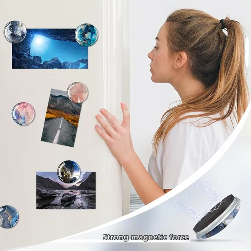 Vista 6 de Qualsen Imanes para nevera, imanes decorativos de vidrio, bonitos imanes fuertes para refrigerador, pizarra blanca, casillero, aula, cocina, oficina