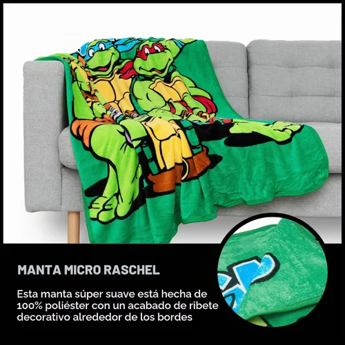Vista 7 de Northwest Manta Micro Raschel Teenage Mutant Ninja Turtles, 46 x 60 pulgadas, Cowabunga Dudes