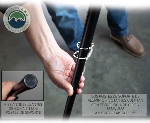 Vista 6 de Toldo OVS Nomadic 270 Gris oscuro con estuche de viaje negro Para el lado del conductor