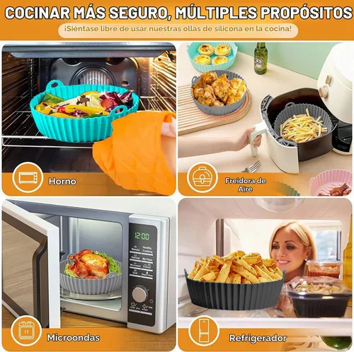 Vista 5 de Revestimientos para freidora de aire de 8 pulgadas para Ninja AF100 AF101 AF141 AF150 AF161 XL (paquete de 2) revestimientos de silicona negra