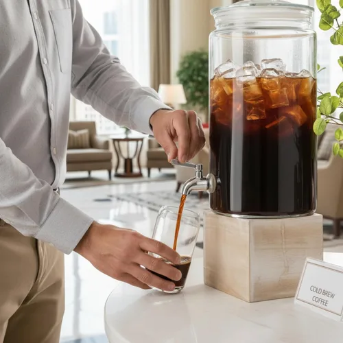 Vista 6 de Dispensador de bebidas de vidrio de 2 galones con boquilla para fiestas, soporte hermético alto y hermético para servir bebidas estilo masón