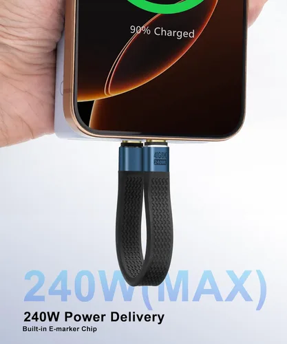 Vista 4 de Cable corto USB-C macho a macho OTG USB4 compatible con Thunderbolt 4/3, compatible con carga PD de 240 W, transferencia de datos de 40 Gbps y video
