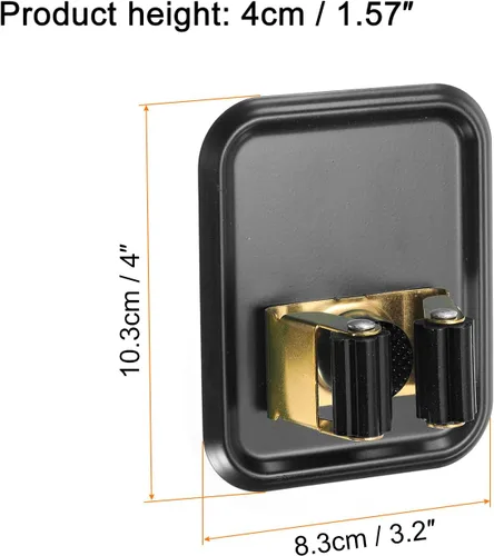 Vista 2 de uxcell Soporte de pared para escoba de trapeador, 4 unidades, acero inoxidable 304, organizador de escobas para trapeador, colgador de escoba Negro