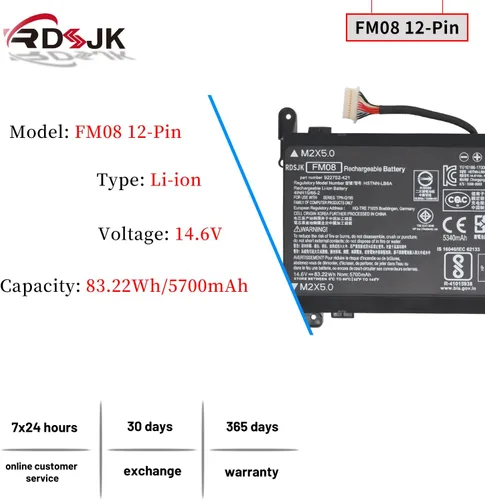 Vista 3 de FM08 - Batería para portátil HP Omen 17-AN013TX 17-AN014TX 17-AN014NG 17-AN012DX 17-AN041NG 17-AN080NZ 17-AN001CA AN1XX HSTNN-LB8A HSTNN-LB8B