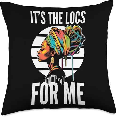 Vista 4 de Locs Afro Dreadlocks Love Natural Beauty Hair It's the Locs for Me Afro Hair Black American African Girl Throw Pillow, 16x16, Multicolor