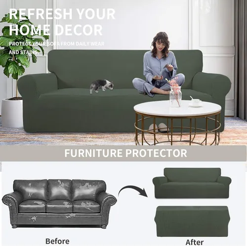 Vista 116 de Easy-Going - Funda elástica sobredimensionada para sofá, 1 pieza, protector muebles, suave, parte inferior elástica, para niños, tela jacquard