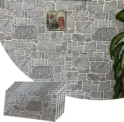 Vista 23 de Dundee Deco Paneles de pared 3D: revestimiento de pared marrón cobre con aspecto de piedra sepia, revestimiento de espuma de poliestireno
