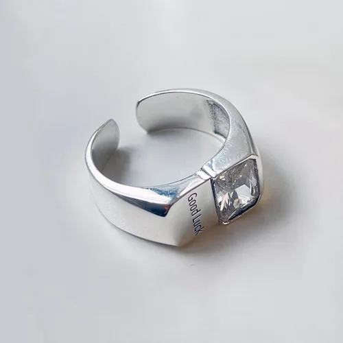 Vista 202 de Anillo de plata de ley 925, minimalista, ajustable, hecho a mano, para mujeres y niñas