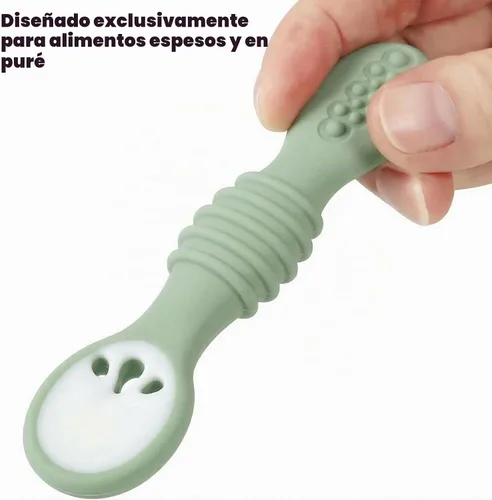 Vista 6 de PandaEar Paquete de 6 cucharas de silicona para bebé, utensilios de primera