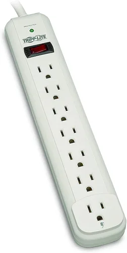 Vista 9 de Tripp Lite Regleta de protección contra sobretensiones de 7 salidas, cable de 6 pies, seguro de $20K (STRIKER)