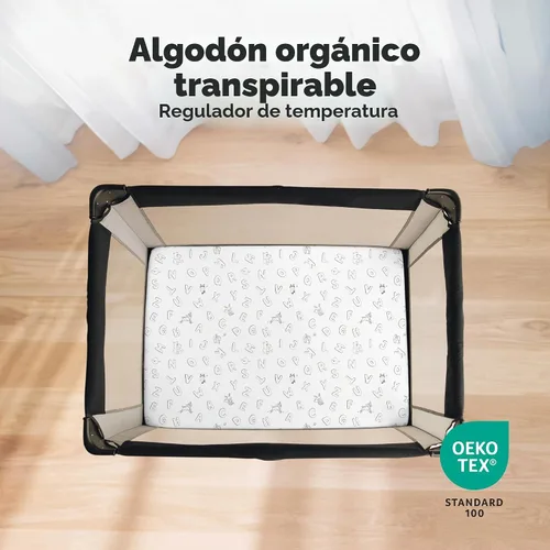 Vista 2 de 2 paquetes de sábanas ajustadas para mini cuna - 38x26 sábanas Pack N Play para colchón Pack and Play, algodón orgánico, ropa de cama transpirable