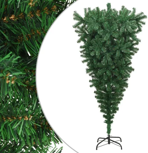 Vista 9 de Upside Down Christmas Tree Green PVC, Steel Frame, 47.2-inch Height, Adjustable Armrests, Indoor Holiday Decor for Living Room, Easy Assembly
