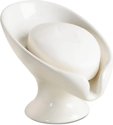 Vista 14 de Jabonera, Jabonera Autodrenante para Barra de Jabón para Fregadero de Baño, Jabonera de Cerámica con Forma de Hoja y Drenaje, Jabonera de Porcelana