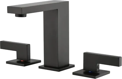 Vista 9 de sumerain Grifo de baño generalizado de 8 pulgadas, grifo de lavabo de baño negro, grifo de baño de 3 agujeros Negro y dorado