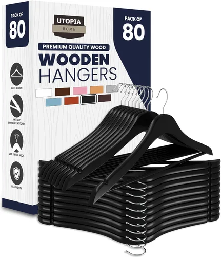 Vista 12 de Utopia Home Perchas de Madera Premium Paquete de 30 – Percha de Abrigo Duradera y Delgada – Percha para Trajes con Gancho Giratorio de 360 Grados