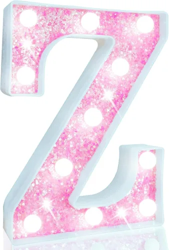 Vista 25 de Pooqla Luces de números de marquesina, números de luz rosa para niñas de 10.º cumpleaños, funciona con pilas, luz nocturna de número con purpurina