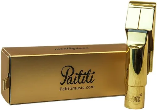 Vista 2 de Paititi Boquilla profesional para saxofón alto, metálica, chapada en oro, número 5