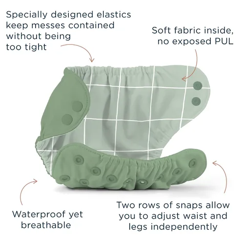 Vista 4 de Esembly Try-It Kit - Juego de iniciación de pañales de tela con pañales de algodón orgánico, funda impermeable para pañales, bolsa húmeda