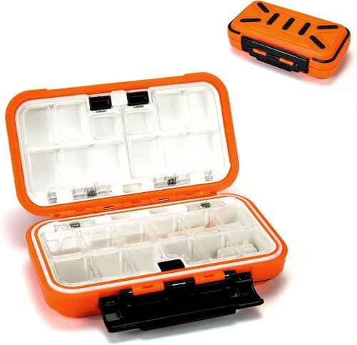 Vista 9 de Caja de aparejos de pesca, estuche de almacenamiento de cebos, estuche rígido para aparejos, ganchos portátiles, anzuelos giratorios, anzuelos, Gris