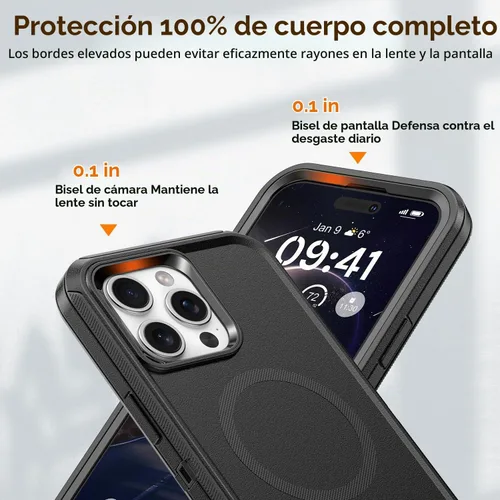 Vista 6 de TUTUKII Funda magnética para iPhone 15 Pro con funda de clip para cinturón