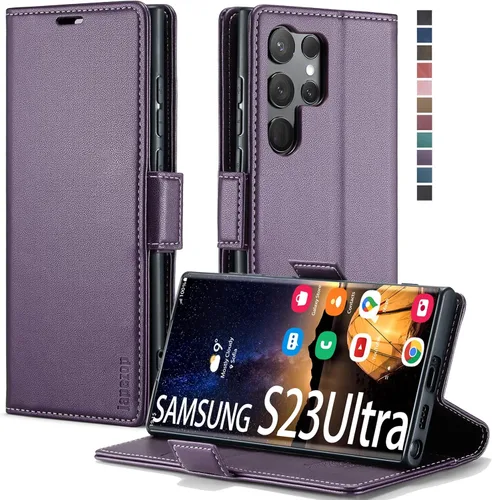 Vista 38 de japezop Compatible con Samsung Galaxy S23 5G - Funda tipo cartera con bloqueo RFID, tarjetero y función atril magnético, funda de piel con tapa