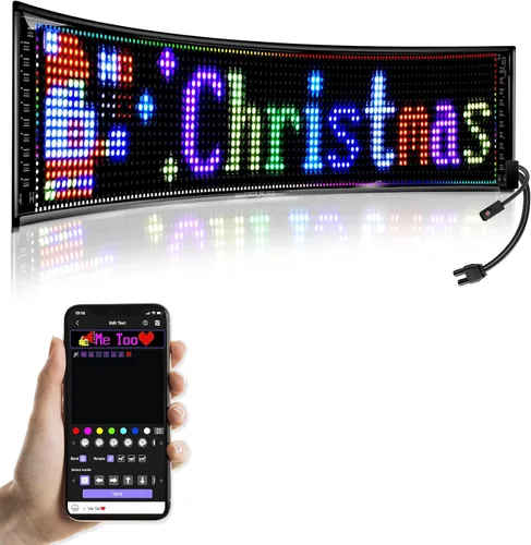Vista 8 de Letreros LED para Coche, Control Programable por Aplicación Bluetooth, Editor de Texto DIY, Patrones, Animaciones para Coche, Sala