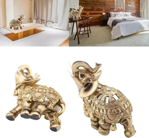 Vista 5 de Yitengteng Elegante escultura de elefante de la suerte de Feng Shui de resina, figuras de elefante para decoración del hogar, regalos