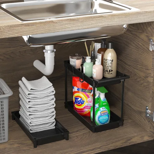 Vista 7 de SimpleHouseware Carrito de almacenamiento delgado de 3 niveles, negro