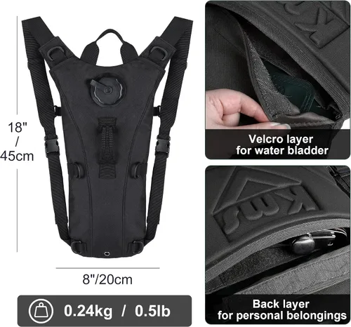 Vista 3 de Mochila de hidratación con vejiga de agua de 3 L, mochila táctica de agua ligera, paquete de hidratación para senderismo, ciclismo, correr