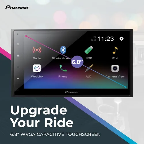 Vista 2 de Pioneer DMH-342EX Receptor multimedia digital con Weblink, pantalla táctil capacitiva de 6.8 pulgadas, doble DIN, Bluetooth integrado, Amazon Alexa
