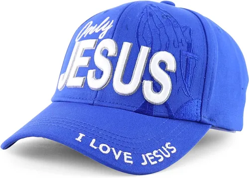 Vista 14 de Trendy Apparel Shop Gorra de bola cristiana bordada a mano Only Jesus Praying Azul marino