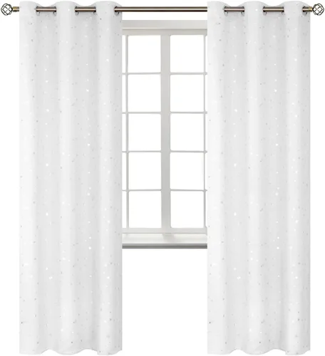 Vista 131 de BGment Cortinas opacas para dormitorio infantil, con aislamiento térmico, con ojales, estampado de estrellas plateadas, cortinas para oscurecer