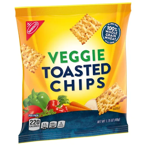 Vista 10 de Nabisco Veggie Chips de trigo integral de grano entero, galletas de trigo integral, paquetes de bocadillos de 60 a 1.75 onzas