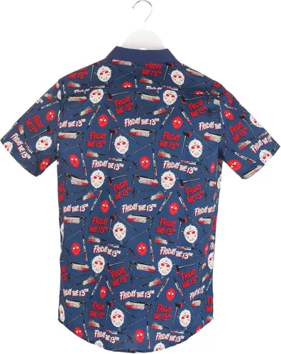Vista 4 de Fun Costumes Adult Thrills and Kills Friday the 13th Button Up Shirt