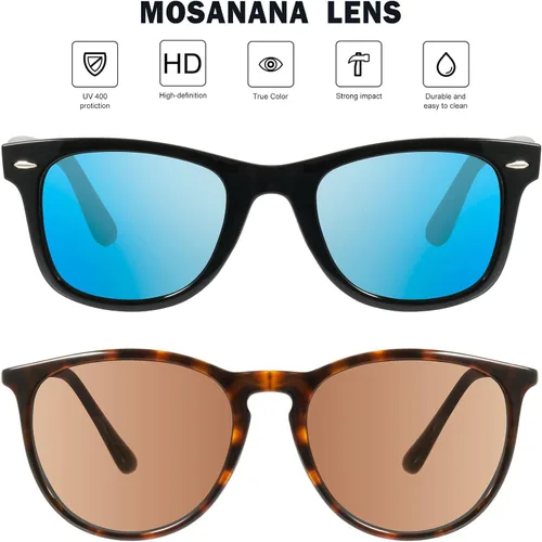 Vista 2 de mosanana Gafas de sol retro vintage para mujeres y hombres MS52029+MS52031