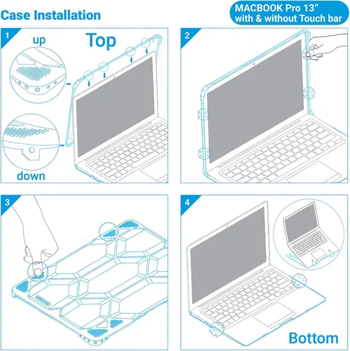 Vista 6 de IBENZER Funda resistente para MacBook Pro de 13 pulgadas A2289 A2251 A2159 A1989 A1706 A1708, funda protectora para Mac Pro 13, azul, LC-HT13-BL