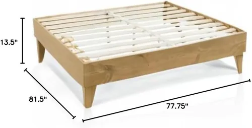 Vista 2 de Plataforma moderna para cama - Diseño de madera maciza - Fabricado en Estados Unidos - Fácil de armar, Madera, almendra