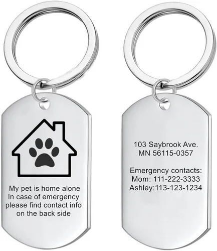 Vista 8 de Llavero personalizado de alerta de emergencia para mascotas para identificación personalizada, regalo de seguridad para dueño de mascota, mi mascota