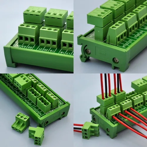 Vista 3 de Electronics-Salon Módulo de distribución de bloque de terminales de tornillo de 8x3 posiciones 10A/300V enchufable para montaje en carril DIN