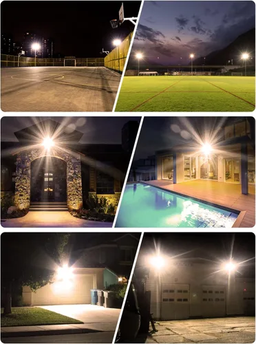 Vista 7 de Viugreum Luz de inundación LED de 100 W, 8000 lúmenes, 3000 K, blanco cálido, reflector delgado para exteriores, luces de seguridad impermeables