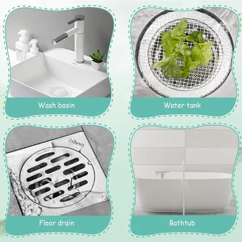 Vista 4 de 100PCS Disposable Drain Hair Catcher, 4x4 inch Fine Mesh Self-Adhesive Shower Filter Cover for Bathroom, Laundry, Kitchen & Sink