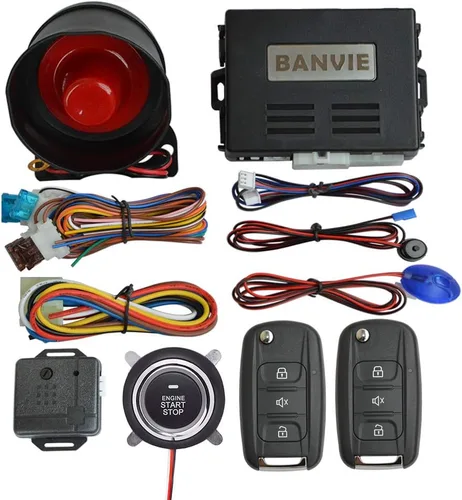 Vista 8 de Sistema de Alarma de Coche BANVIE con Arranque Remoto y Botón de Presión para Encendido del Motor