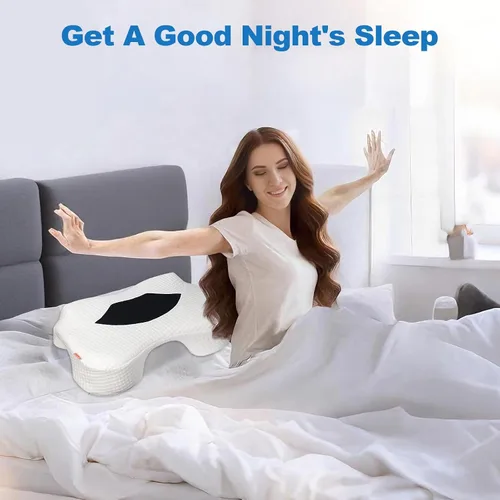 Vista 6 de Almohada para dormir de lado con orificios para los brazos, almohada de espuma viscoelástica para alivio del dolor cervical de cuello, hombros